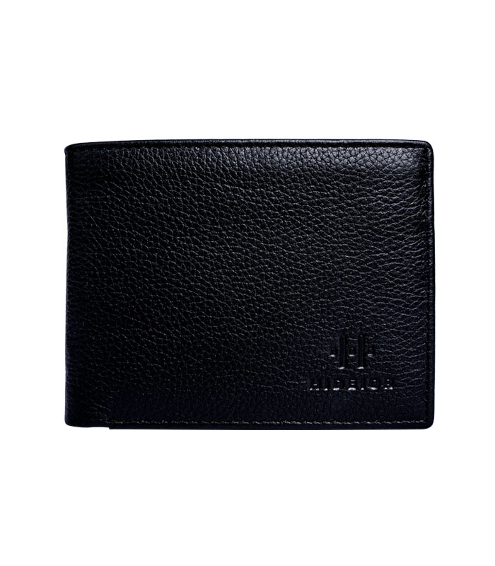 black wallet soft leather, textured milled leather