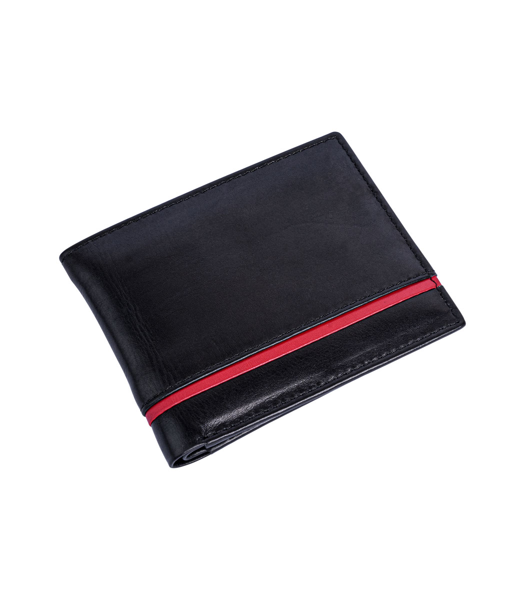 black stylish wallet for men with red strip